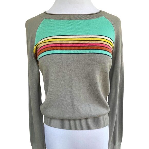 Urban Outfitters BDG Lightweight Crop Retro Style Striped Sweater M - Picture 1 of 6